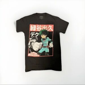 My Hero Academia MHA Deku Black Small Anime Japanese Graphic Tee Tshirt